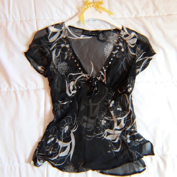 SEPARATES - NYC ( S ) FLORAL BEADED BLOUSE - Picture 1 of 8